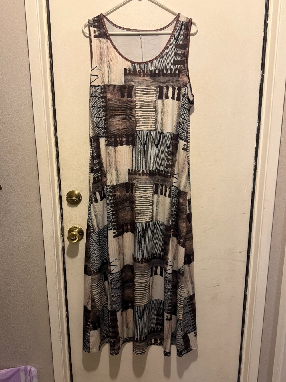 Brown Flowy Sleeveless Maxi Dress XL w/pockets